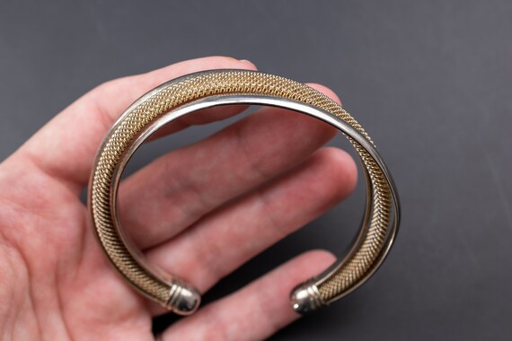 Mesh open bangle sterling silver, basic accent st… - image 5