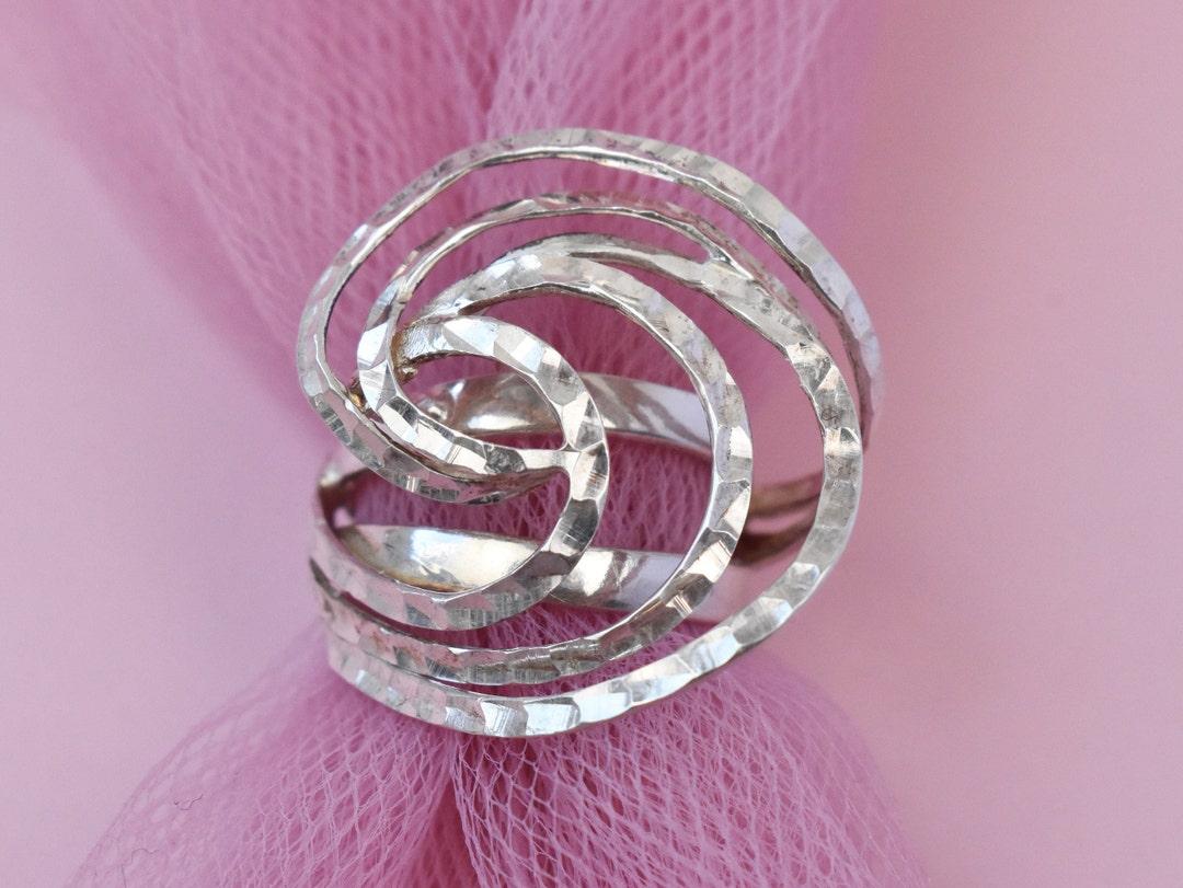 Massive Ring Silver, Bold Extravagant Ring for Women, Large Stoneless ...