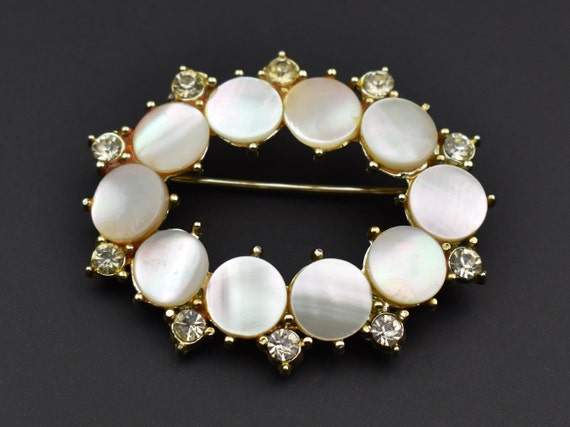 Elegant brooch for bride, oval MOP brooch for wed… - image 1