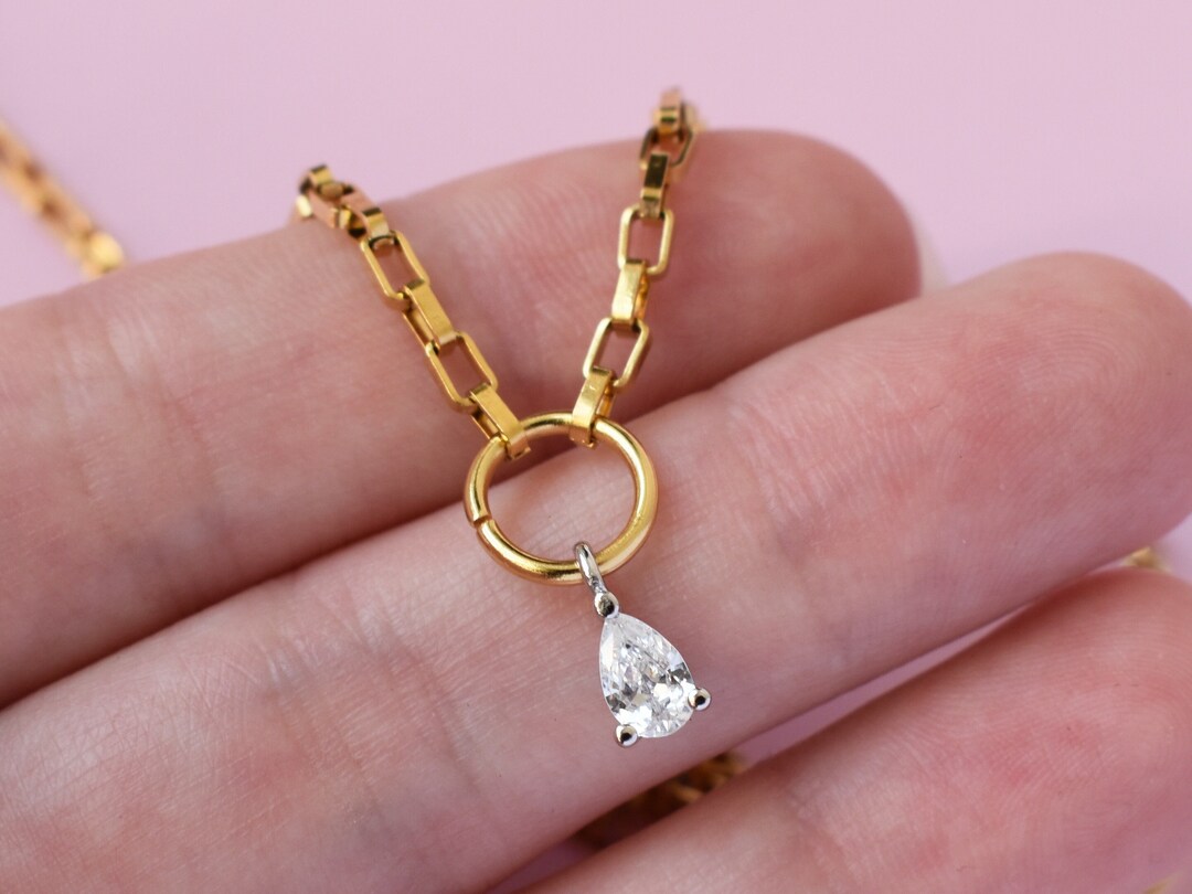 Box Chain Charm Necklace Gold Tone Short Stack Link Necklace Etsy