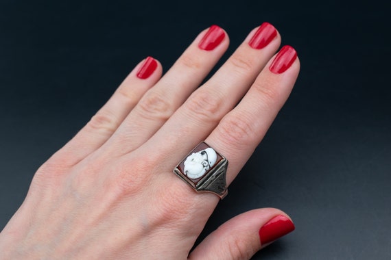 Roman cameo ring for men, massive 925 sterling si… - image 2
