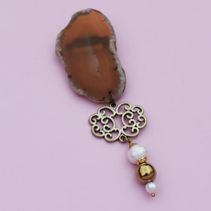 Agaat druzy geode broche, unieke ongebruikelijke handgemaakte reversspeld, steenkristal kraagspeld voor vrouwen, OOAK eigenzinnige sieraden