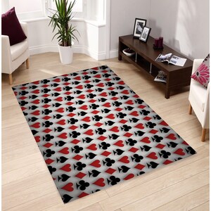 Alfombra de patrón de naipes, alfombra de cartas as, alfombra de póquer, póquer gótico del diablo, regalo de Navidad para él, alfombra fresca, alfombra de patrón, decoración del piso del hogar