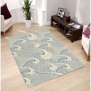 The Great Wave Off Kanagawa Rug, Ukiyo Japanese Art Carpet, Boho Rug, Cool Rug, Ukiyo Wave, Artistic Rug,Gift For Her, Cristmas Gift