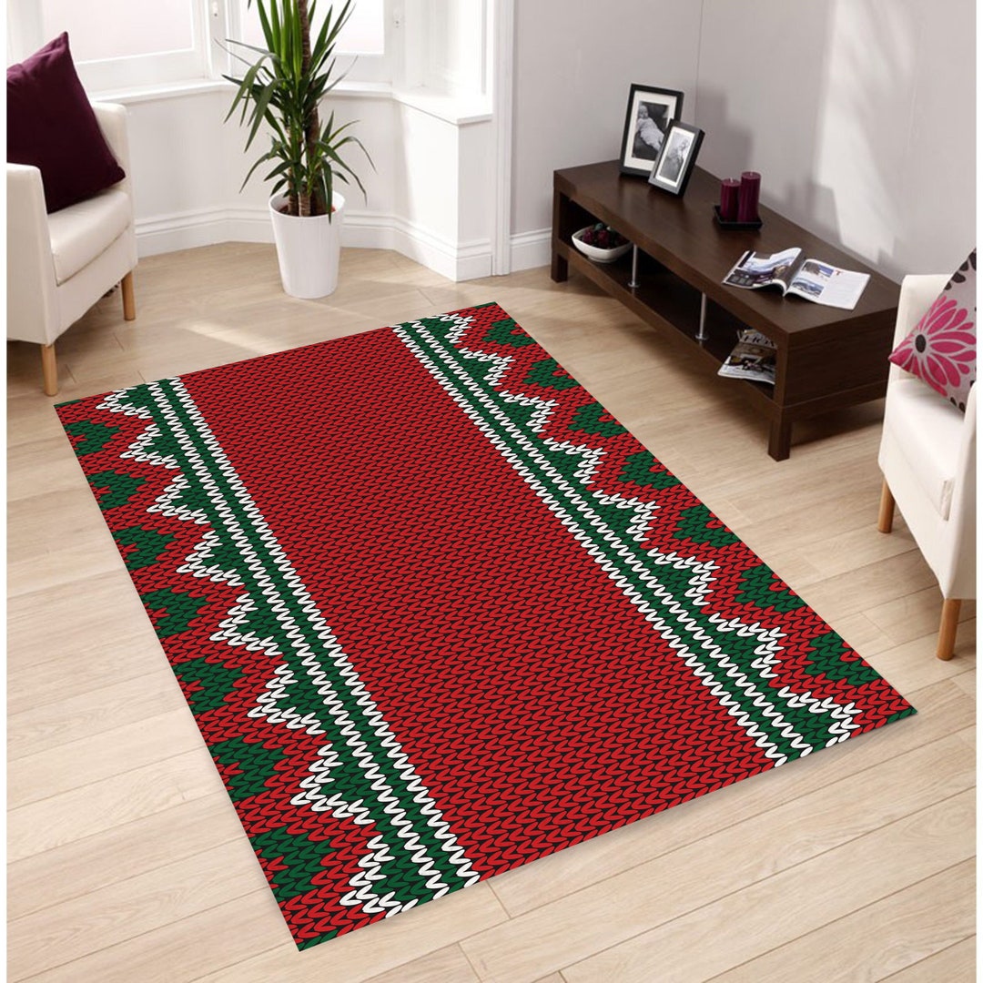 Christmas Pattern Drawing Gifts Bow Retro Rug by ELISABETH