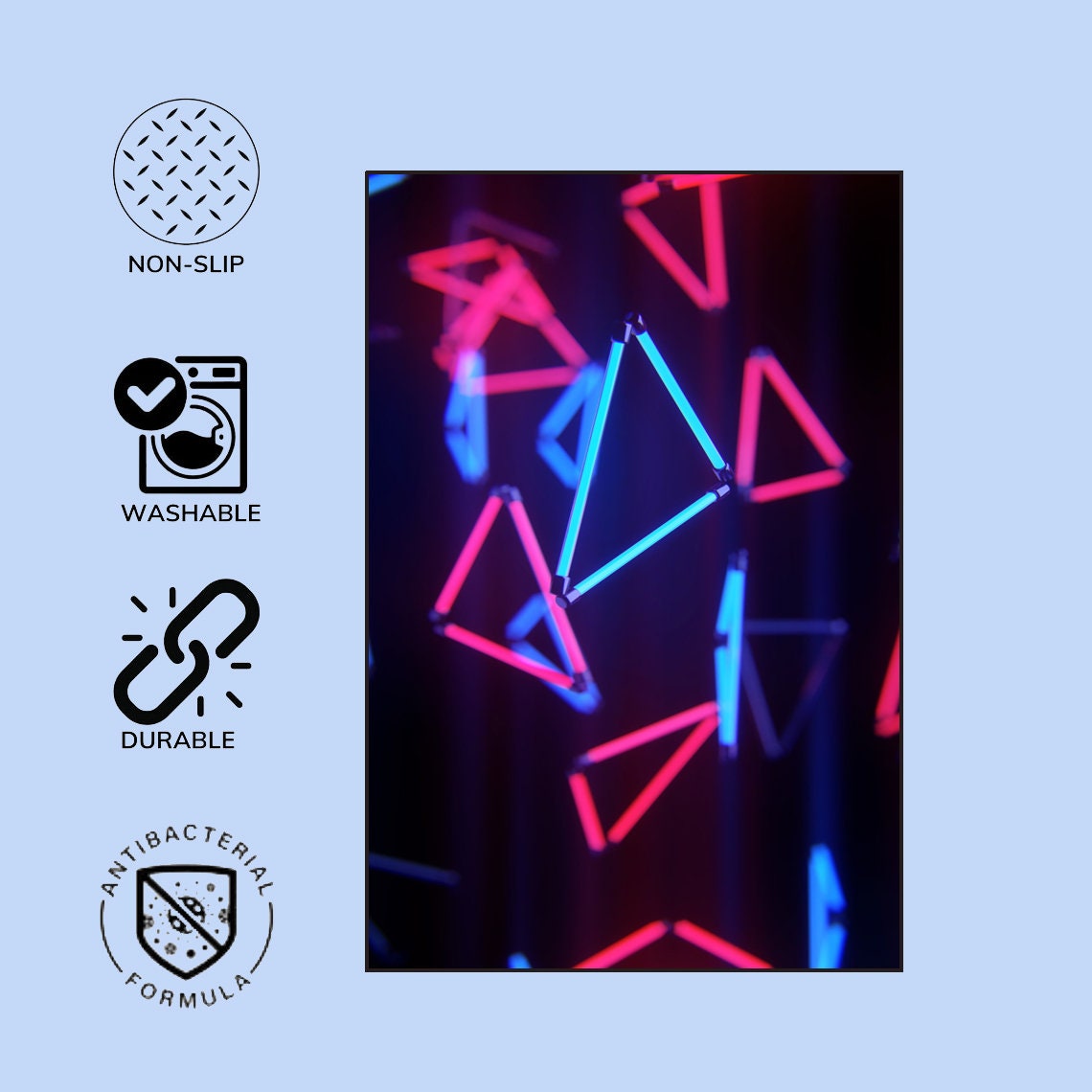 Red and Blue Led Strips Rug, 3D Neon Lights,hexagon Rug, Artwork Rug ...