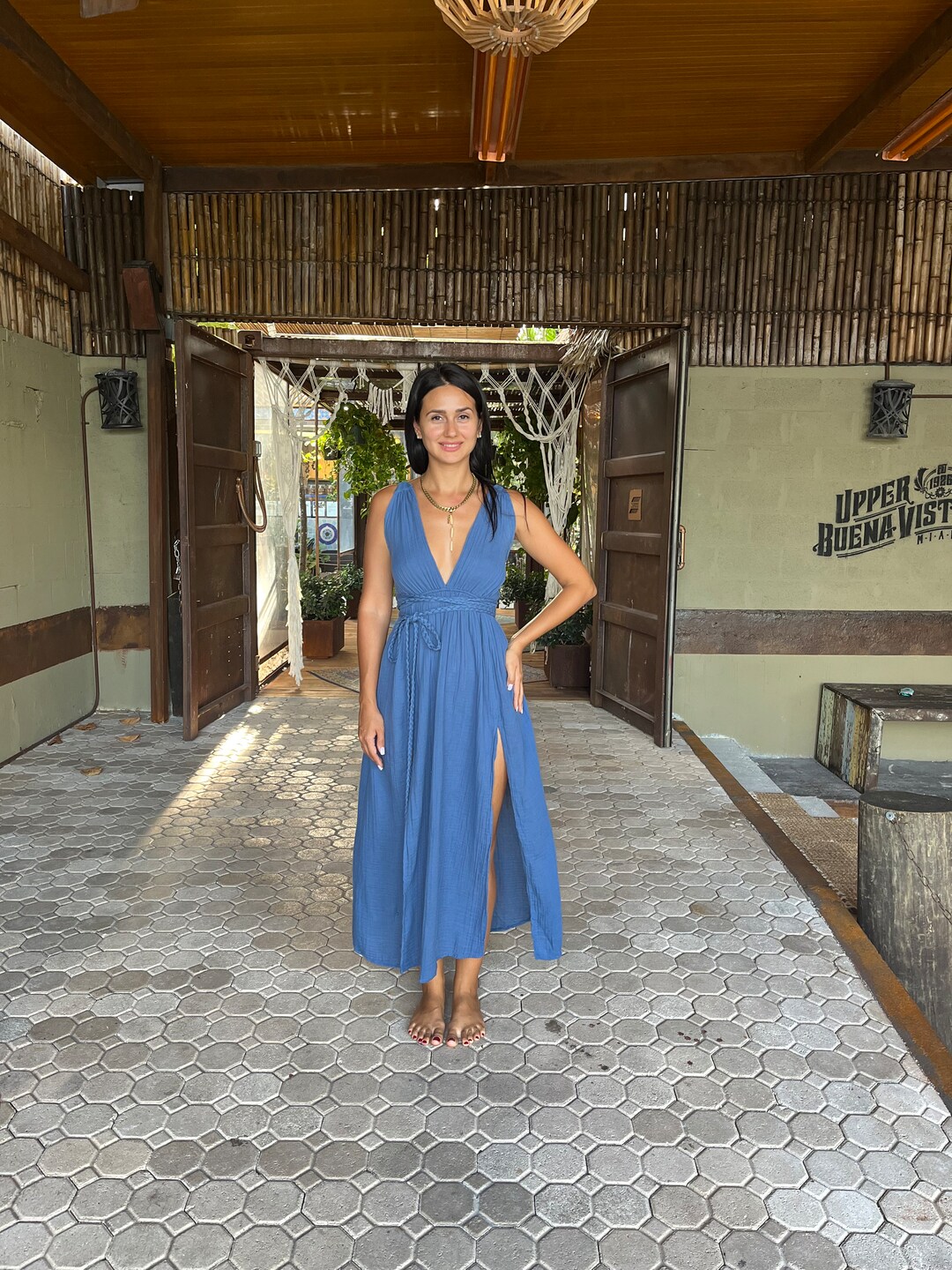 Rope Tie Dress Cottagecore Dress Summer Dress Cotton Etsy