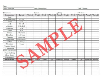 Saltwater Aquarium Testing Log - Etsy