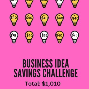 Business Idea Savings Challenge | Savings | Savings Challenge |Digital Prints | Printable