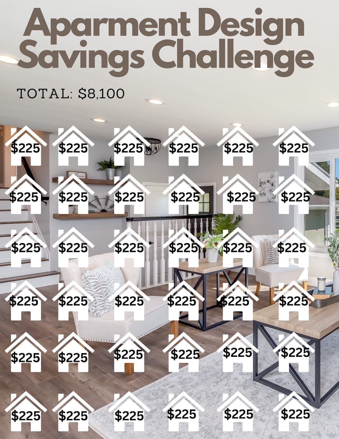Apartment Design Savings Challenge Savings Challenge Etsy