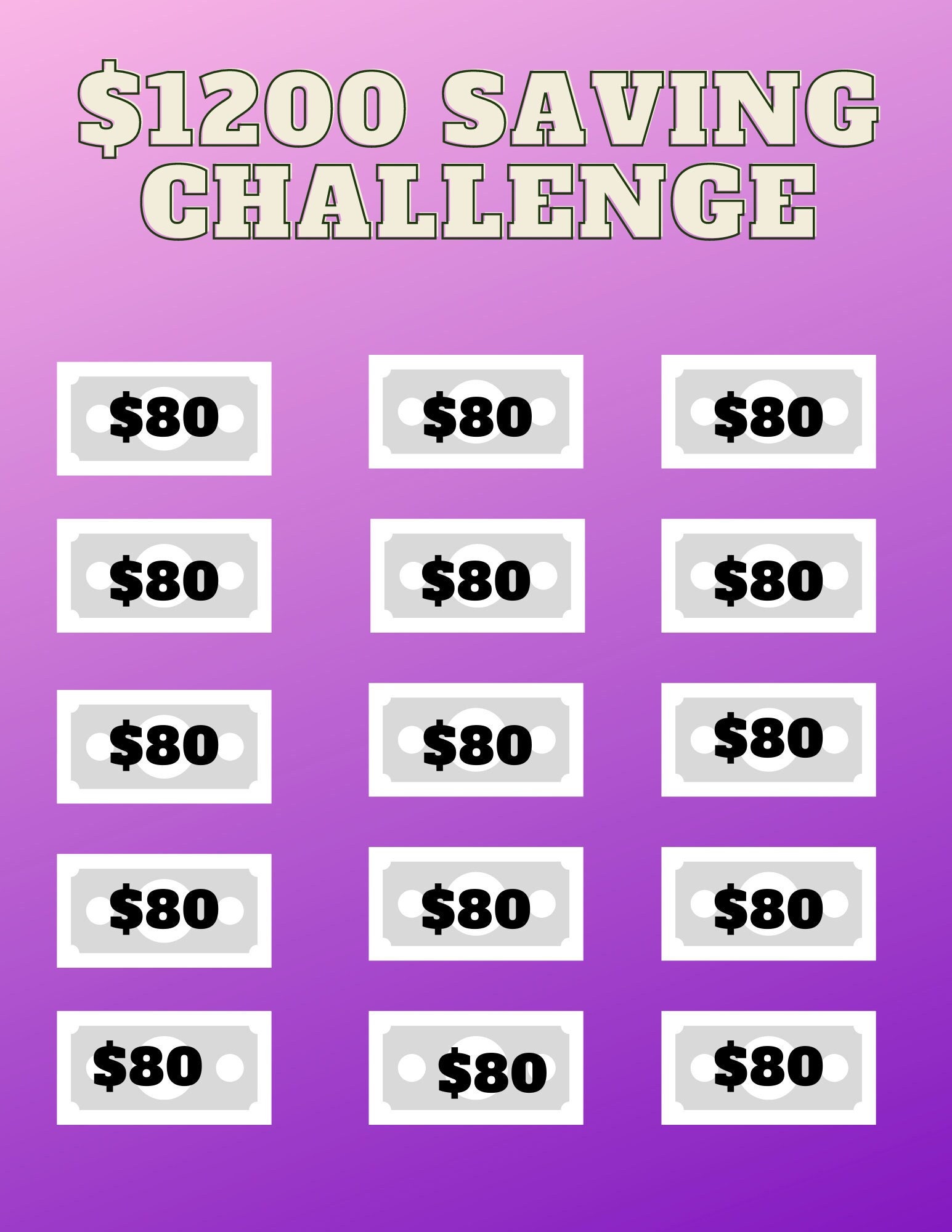 1200 Dollar Saving Challenge Savings Challenge Challenge Digital Etsy