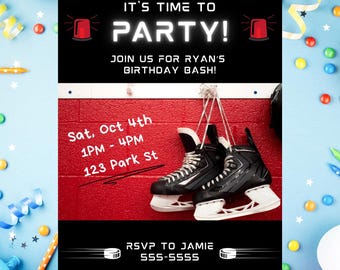Hockey Skates Birthday Invitation!