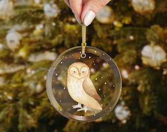 Winter Owl Christmas Tree Ornament, Christmas Owl Ornament, Owl Decor, Owl Gifts, Custom Ornament, Christmas Ornaments, Owl Ornament