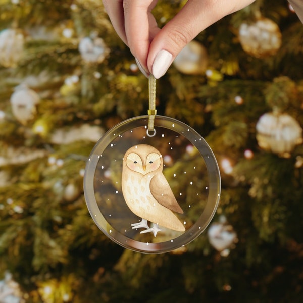 Winter Owl Christmas Tree Ornament, Christmas Owl Ornament, Owl Decor, Owl Gifts, Custom Ornament, Christmas Ornaments, Owl Ornament