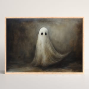 Cute Vintage Ghost Oil Painting, Cottage Halloween Art Poster, Ghost Moody Print, Ghost Painting Trendy, Farmhouse Halloween Decor, Wall art