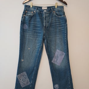 Block printed jeans