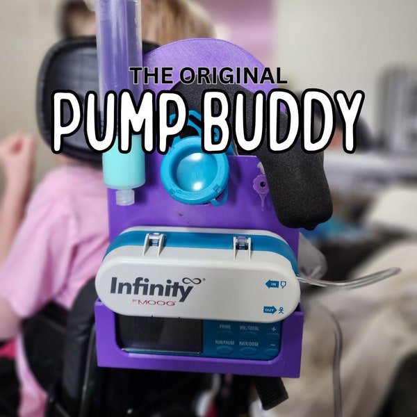 Feeding Pump Carrier Holder | Infinity Pump | Pump Buddy | Free Shipping | Includes Syringe Clip for Medicine/Flush | 500ml & 1200ml Bags