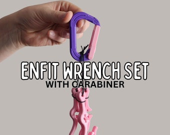 Feeding Tube Tool ENFit Wrench | Set of 3 PLUS carabiner | Medical Assistive Tool