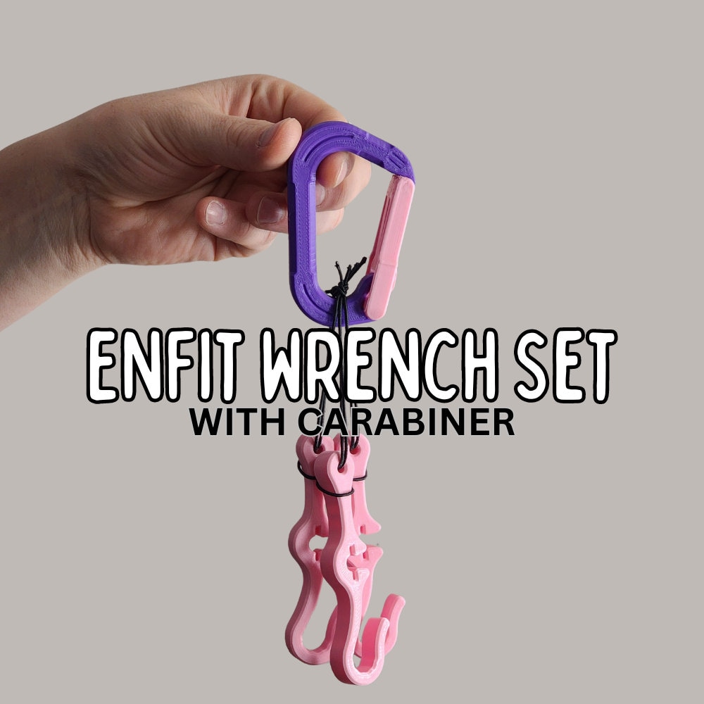 Feeding Tube Tool ENFit Wrench | Set of 3 PLUS carabiner | Medical Assistive Tool