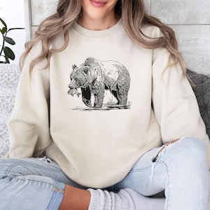 Pull ours, Pull animal rigolo, Cadeau pour amoureux de la nature, Cadeaux ours, Pull d'extérieur, Pull faune sauvage, Pull nature, Pull aventure image 1