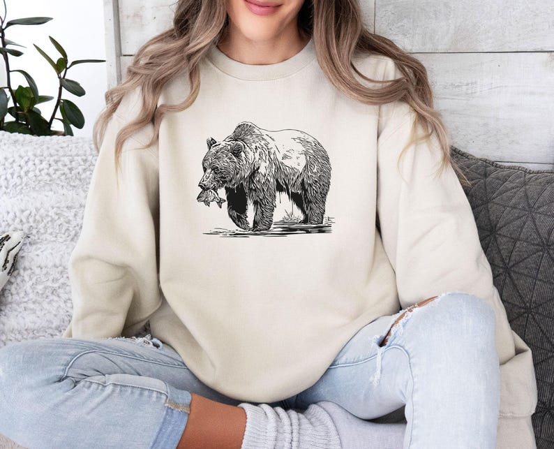 Pull ours, Pull animal rigolo, Cadeau pour amoureux de la nature, Cadeaux ours, Pull d'extérieur, Pull faune sauvage, Pull nature, Pull aventure image 1