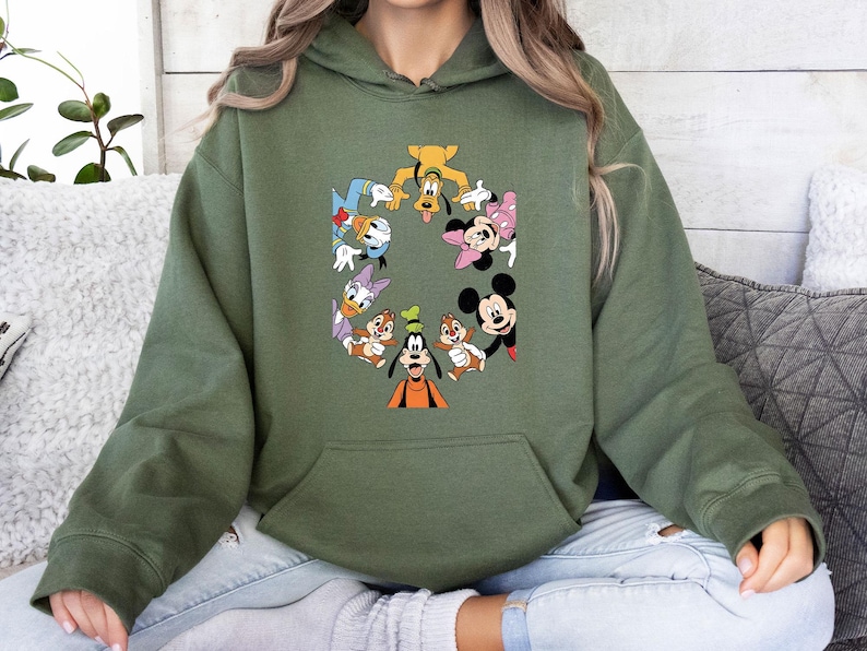 Disney Friends Hoodie, Disney Mouse Friends, Vintage Movie Hoodie, Disney World Hoodie, Cute Minnie Hoodie, Funny Cartoon Jumper image 1