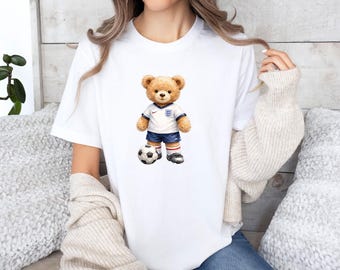 Maillot de football ours en peluche, maillot de fan de football, Come On England, Coupe du monde 2026, cadeau footballeur, t-shirt de football