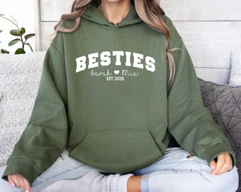 Sweat à capuche Besties, T-shirt personnalisé Besties, Sweat à capuche BFF pour filles, Anniversaire de meilleure amie, Sweat à capuche Maman et Mini, Cadeaux tante et nièce, Cadeau mère-fille