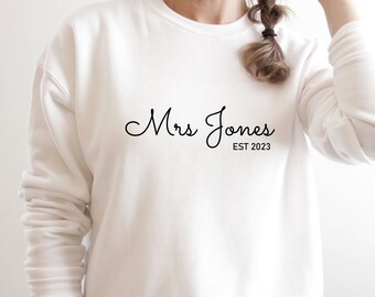 Wedding Sweatshirt, Honeymoon Sweatshirt, Personalised Jumper, Mrs To Be Gift, Bride To Be Jumper, Funny Couple Jumper, Mr and Mrs Sweater