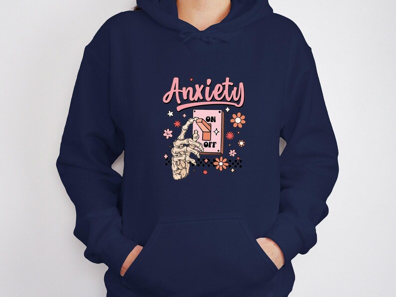 Anxiety Hoodie, Mental Health Hoodie, Anxiety Gift, Quote Hoodie, Skeleton Hand Top, Funny Womens Jumper, Inspirational Top, Kids Hoodie image 6