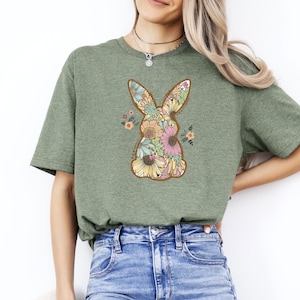 Flower Bunny Tshirt, Floral Easter Shirt, Easter Day Shirt, Bunny Shirt, Bunny Lover Gift, Cute Easter Shirt, Womens Easter Gift
