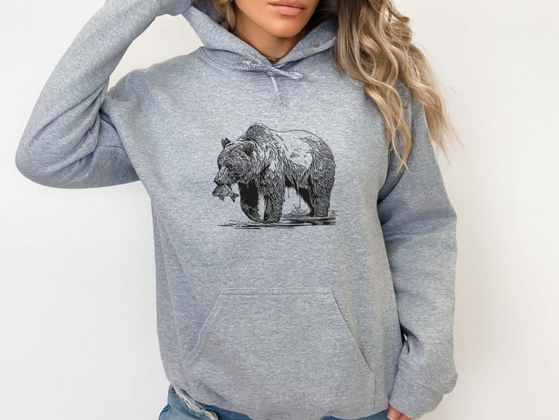 Bear Hoodie, Nature Lover Gift, Bear Gifts, Outdoor Jumper, Wildlife Hoodie, Bear Lovers Hoodie, Adventure Jumper, Animal Lover Gift image 2
