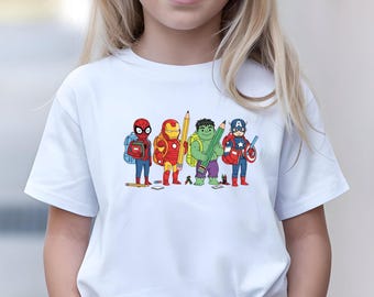 Kinder Avengers Shirt, Superheld Tshirt, Spiderman Shirt, Schulheld Shirt, Hulk Tshirt, Iron Man Shirt, Captain America T-Shirt, Zurück in der Schule