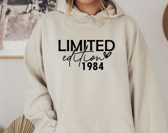 Birthday Hoodie, Personalised Hoodie, 40th Birthday Jumper, 1984 Hoodie, 50th Birthday Gift, 1964 Jumper, Limited Edition Top, 1974 Jumper