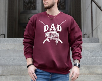 Sweat-shirt de pêche pour papa, pull pour la vie de papa, haut de pêcheur de bar, cadeau de pêcheur, pull fête des pères, haut de pêche personnalisé, haut de pêche disparu