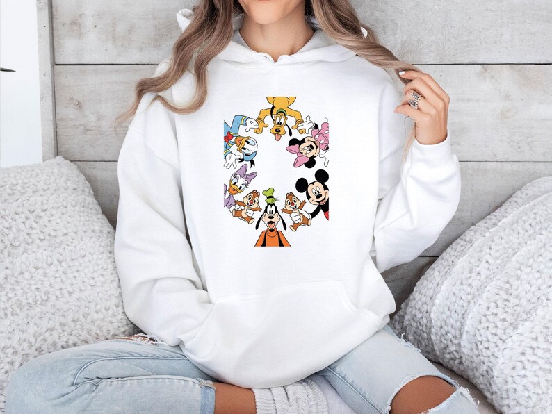 Disney Friends Hoodie, Disney Mouse Friends, Vintage Movie Hoodie, Disney World Hoodie, Cute Minnie Hoodie, Funny Cartoon Jumper image 4