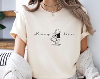 Camiseta de Mamá Oso, Camiseta de Winnie the Pooh, Regalo para Mamá Nueva, Regalo Personalizado para Mamá, Regalo para Futura Mamá, Camiseta Personalizada de Mamá Oso, Camiseta de Anuncio de Mamá