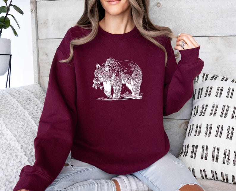 Pull ours, Pull animal rigolo, Cadeau pour amoureux de la nature, Cadeaux ours, Pull d'extérieur, Pull faune sauvage, Pull nature, Pull aventure image 4