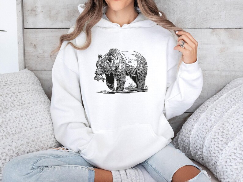 Bear Hoodie, Nature Lover Gift, Bear Gifts, Outdoor Jumper, Wildlife Hoodie, Bear Lovers Hoodie, Adventure Jumper, Animal Lover Gift image 4
