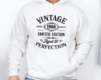 Sudadera con capucha de cumpleaños vintage, edición limitada, jersey de cumpleaños de 1966, cumpleaños de hombre, camiseta de cumpleaños personalizada, cumpleaños de abuelo, regalo de 60 cumpleaños