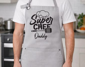 Tablier de super chef, tablier en toile robuste, tablier papa personnalisé, tablier pour homme personnalisé, cadeau de fête des pères