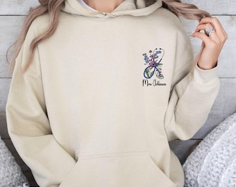 Stethoscope Hoodie, Future Nurse Gift, Personalised Nurse, Heart Nurse Top, Doctor Hoodie, Floral Doctor Top, Nurse Graduation, Nurse Gifts