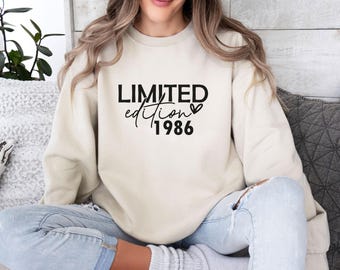 Birthday Sweatshirt, Personalised Jumper, 40th Birthday Jumper, 1986 Hoodie, 50th Birthday Gift, 1966 Sweater, Limited Edition Top, 1976 Top