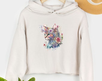 Cat Hoodie, Cropped Hoodie, Cute Cat Hoodie, Gift For Cat Lover, Cat Mum Hoodie, Cat Mama Jumper, Aesthetic Hoodie, Cropped Jumper