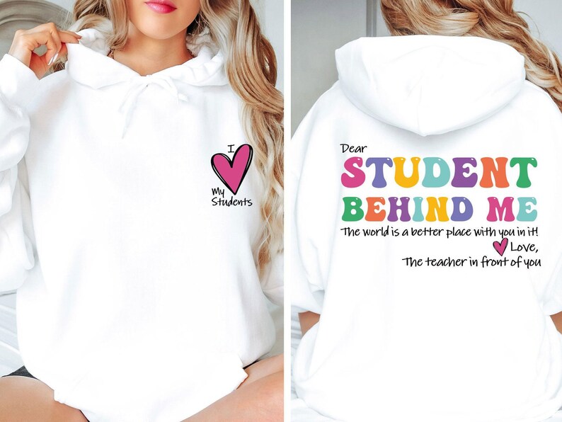 Sudadera con capucha "Estimado estudiante", "Gracias profesor", "Regalo para profesor", "Regalo para nuevo profesor", "Persona detrás de mí", "Sudadera con cita", "Top inspirador" imagen 1