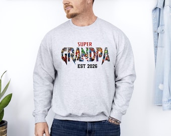 Sweat super-héros papy personnalisé, pull fête des pères Avengers, haut papa personnalisé, cadeau héros