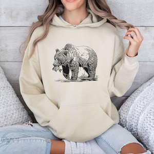 Bear Hoodie, Nature Lover Gift, Bear Gifts, Outdoor Jumper, Wildlife Hoodie, Bear Lovers Hoodie, Adventure Jumper, Animal Lover Gift image 1