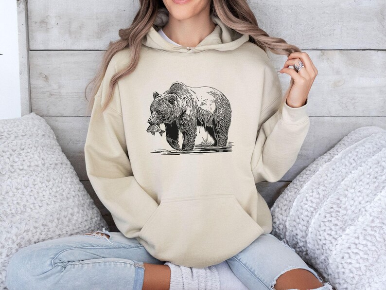 Bear Hoodie, Nature Lover Gift, Bear Gifts, Outdoor Jumper, Wildlife Hoodie, Bear Lovers Hoodie, Adventure Jumper, Animal Lover Gift image 1