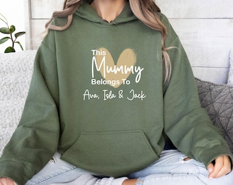 Mummy Hoodie, This Mummy Belongs, Custom Mama Jumper, Personalised Jumper, New Mum Gift, Mama Birthday Gift, Mom To Be Top, New Mummy Hoodie