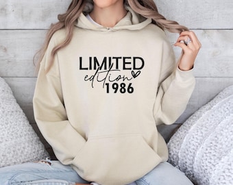 Geburtstags-Hoodie, personalisierter Hoodie, 40. Geburtstagspullover, 1986er Hoodie, 50. Geburtstagsgeschenk, 1966er Pullover, Oberteil in limitierter Auflage, 1976er Pullover